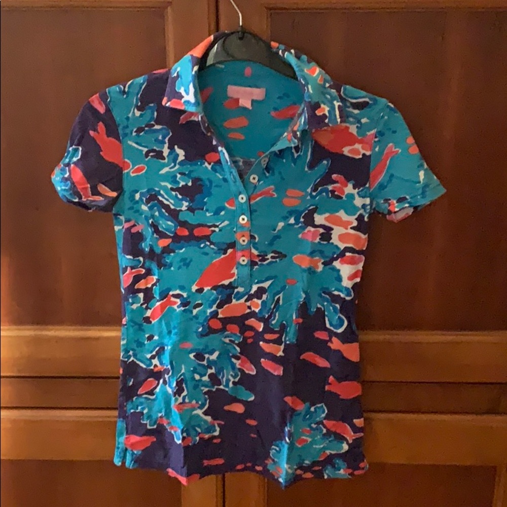 Lilly Pulitzer watercolor polo sz XS
